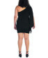Фото #2 товара Plus Size One Shoulder Drape Bodycon Dress
