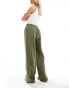 Фото #4 товара Pieces Petite linen touch wide leg trousers in khaki