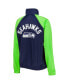 Women's College Navy and Neon Green Seattle Seahawks Confetti Raglan Full-Zip Track Jacket