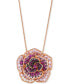 ფოტო #1 პროდუქტის Ombré Pink (1-5/8 ct. t.w.) & White Sapphire (1/8 ct. t.w.) Flower 20" Pendant Necklace in 14k Rose Gold