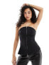 & Other Stories strapless bustier top with zip front in black 36 - фото #1