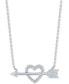 ფოტო #1 პროდუქტის Heart and Arrow Diamond Pendant Necklace (1/10 ct. t.w.) in Sterling Silver, 16" + 2" extender