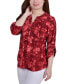 ფოტო #3 პროდუქტის Petite 3/4 Sleeve Roll Tab Y-neck Pullover Top