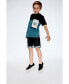 ფოტო #3 პროდუქტის Boy Color block T-Shirt Black - Child