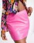 Missyempire v front leather look mini skirt in pink