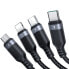 Фото #3 товара 4w1 Kabel przewód USB-A - 2x USB-C iPhone Lightning microUSB 1.2m czarny