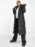 New Look longline padded coat with hood in black