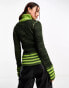 Фото #6 товара Basic Pleasure Mode stripe detail zip through knitted cardigan top in green