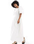 Фото #1 товара Native Youth asymmetric cotton poplin midaxi dress in white