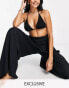 Фото #1 товара Esmee Exclusive shirred wide leg beach trousers in black