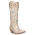 Фото #2 товара Dingo Poppy Floral Metallic Embroidery Studded Snip Toe Cowboy Womens Gold Casu