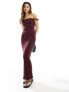 Фото #7 товара ASOS DESIGN twist shoulder maxi dress in burgundy