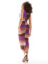 Vero Moda ruched mesh maxi dress in brown ombre print BROWN PURPLE OMBRE?, L - фото #7