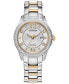 Eco-Drive Women's Crystal Two-Tone Stainless Steel Bracelet Watch 30mm