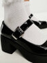 ASOS DESIGN Sebastian chunky mary jane heeled shoes in black patent