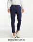 ASOS DESIGN smart tapered linen mix trousers in navy W33 L32 - фото #2