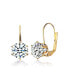 White Cubic Zirconia Solitaire Classic Leverback Earrings