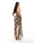 Фото #8 товара Candypants zebra print low rise maxi beach skirt in brown