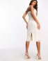 Фото #3 товара Starlet exclusive ruched cup embellished midi dress in ivory