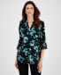 Фото #1 товара Women's Floral Print Split-Neck Bell-Sleeve Blouse