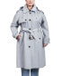 Фото #1 товара Women's Plus Size Belted Hooded Water-Resistant Trench Coat