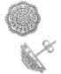 ფოტო #1 პროდუქტის Diamond Cluster Scalloped Stud Earrings (1 ct. t.w.) in 10k White Gold