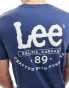 Lee wavy print logo t-shirt with back print in dark blue