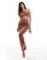 Фото #1 товара ASOS DESIGN cut away bandeau dress with one shoulder detail in brown