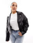 ASOS DESIGN Curve ultimate faux leather biker jacket in black