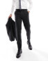 ASOS DESIGN slim suit trouser in wool mix texture in black