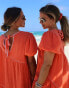 Фото #4 товара Labelrail x Collyer Twins – Mini-Hängerkleid in verwaschenem Orange mit asymmetrischer Ziernaht