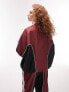 Topshop co-ord oversized sporty shell jacket in burgundy