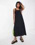 Фото #2 товара Only square neck maxi smock dress in black