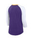 ფოტო #2 პროდუქტის Women's Purple/White Minnesota Vikings Knockout Arch Raglan Tri-Blend 3/4-Sleeve T-Shirt