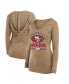 Фото #1 товара Women's Threads Gold Distressed San Francisco 49ers Super Bowl LVIII Hard Court Tri-Blend Long Sleeve V-Neck Hoodie T-shirt
