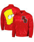 ფოტო #1 პროდუქტის Men's Red The Simpsons Bart Simpson Satin Full-Snap Jacket