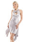 Фото #1 товара COLLUSION satin high neck deconstructed slip in silver