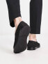 River Island wide fit woven tassle loafer in black