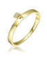 Фото #1 товара 14k Yellow Gold Plated with Cubic Zirconia Padlock Charm Stacking Bangle Bracelet