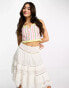 Фото #1 товара Neon Rose chintz print corset frill crop top in pink