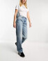 Weekday Resolute stretch high waist straight leg jeans in seventeen blue