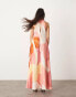 ASOS EDITION clean halter trapeze maxi dress with pockets in abstract print Abstrakter Print in Rosa, 42 - фото #2