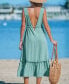 Women's Powder Blue Sleeveless Ruffle Maxi Beach Dress