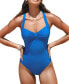 Фото #1 товара Women's Blue Sweetheart Tummy Control One-Piece