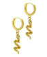 ფოტო #1 პროდუქტის 14K Gold-Plated Snake Dangle Huggie Hoop Earrings