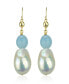 Серьги Macy's white Pearl & Aquamarine Dangle