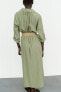 Фото #8 товара Платье-рубашка с ремнем из джута ZARA
