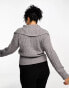 Фото #6 товара COLLUSION Plus cable knit oversized collar zip through jumper in grey marl