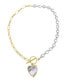 ფოტო #2 პროდუქტის Imitation Pearl and Chain Heart Toggle Necklace