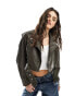 Фото #2 товара Only faux leather cropped biker in wash black